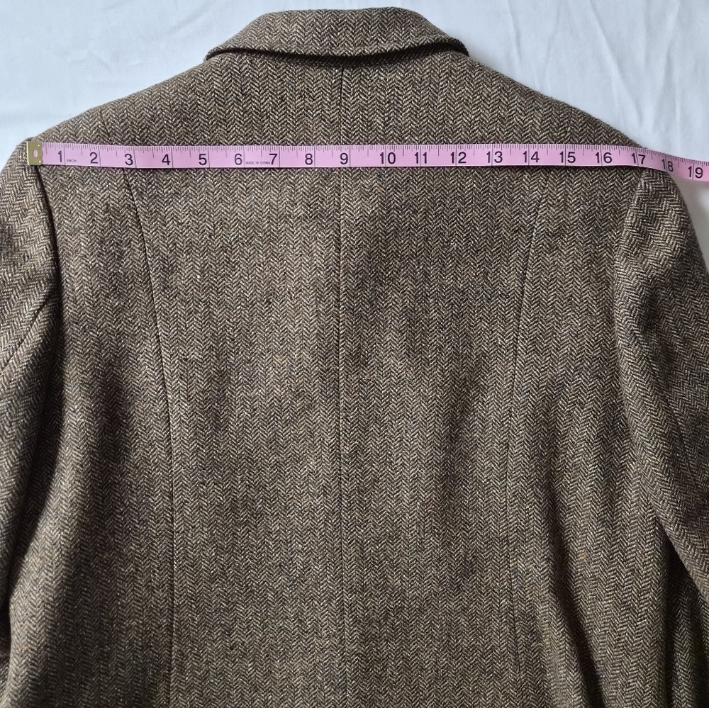 VTG Talbots Petite Italian Wool Silk Pantsuit | Brown Herringbone 2PC Set | 14P - Picture 14 of 16